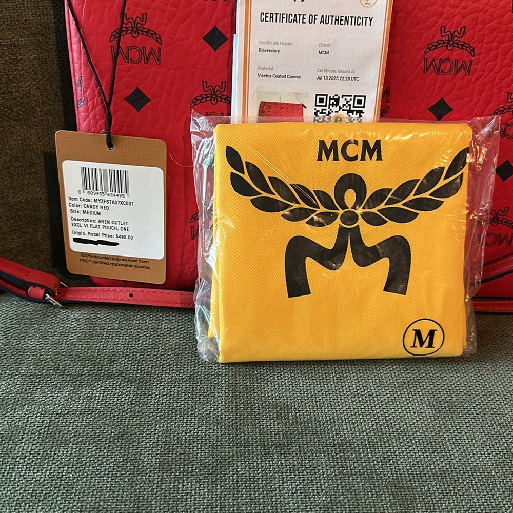 NEW Authentic MCM Crossbody Pouch in Visetos CANDY RED - Dustbag + Tags + COA - Picture 9 of 9